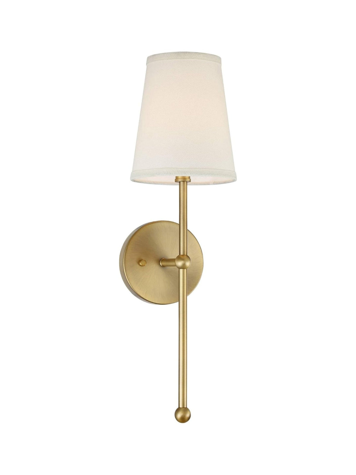 Lampă de perete scandinavă din alamă — abajur din material textil, 15x53 cm