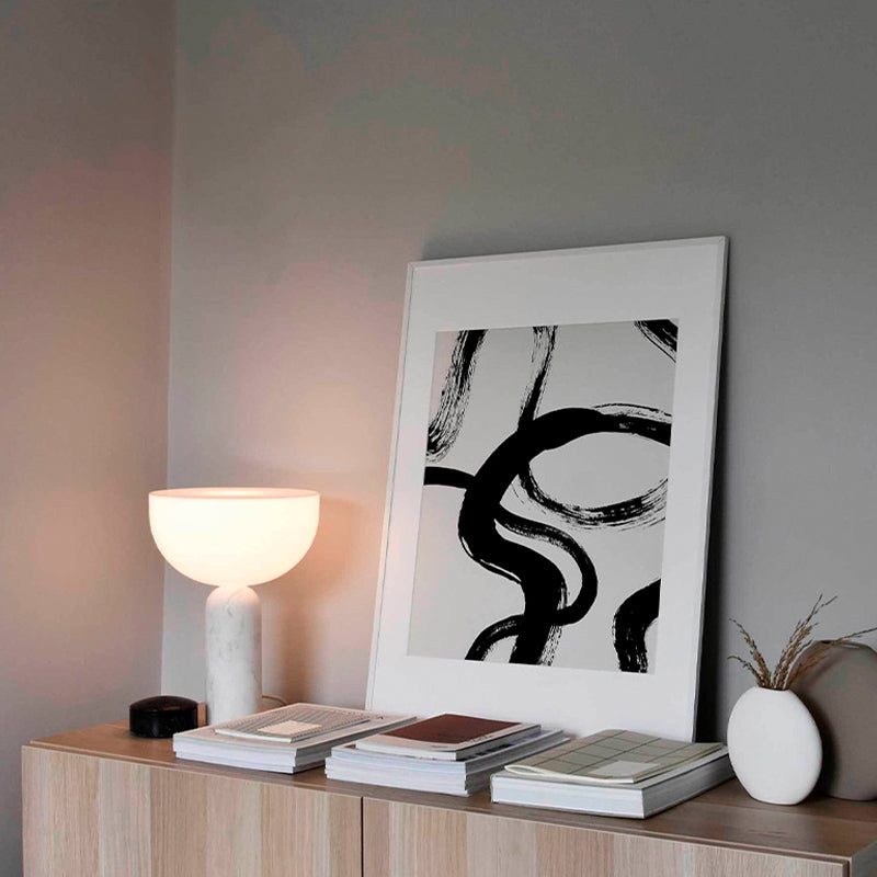 AureaStone Marble Lamp — Premium Fabric Shade, Natural Stone Base