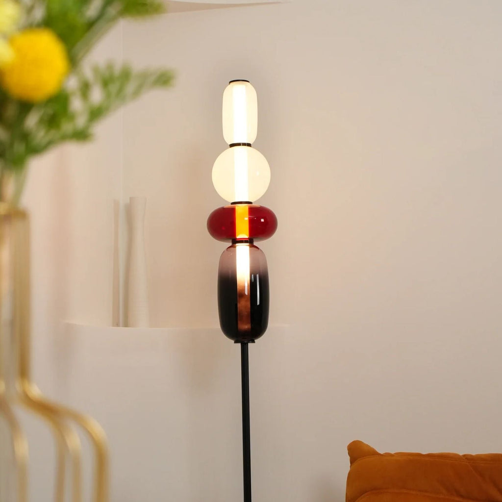 LED-golvlampa i glas, 130 eller 160 cm, röd vit svart