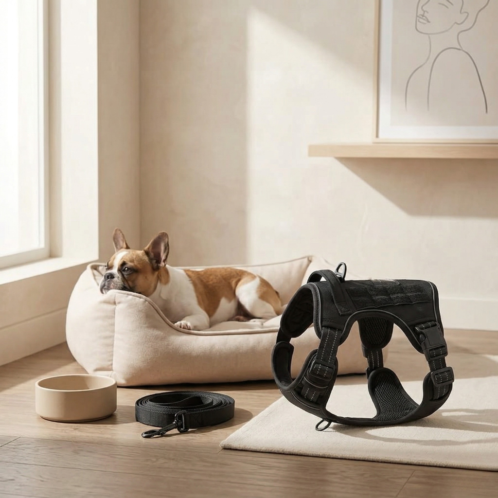 Arnés para perro anti-tirones — correas reflectantes, ajuste cómodo y control seguro