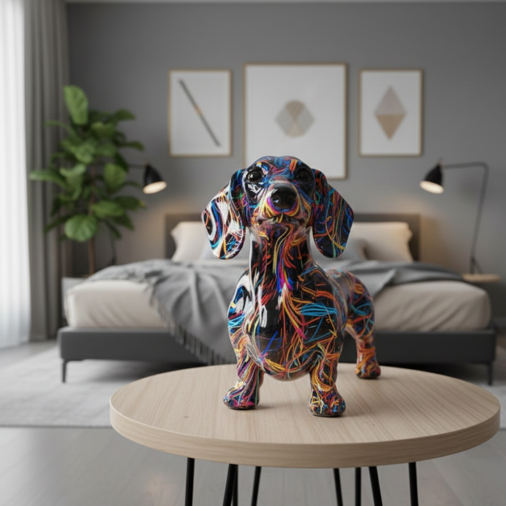 Φαντασμαγορικό ειδώλιο dachshund — ζωντανές λεπτομέρειες, ζωηρή χρωματική παλέτα