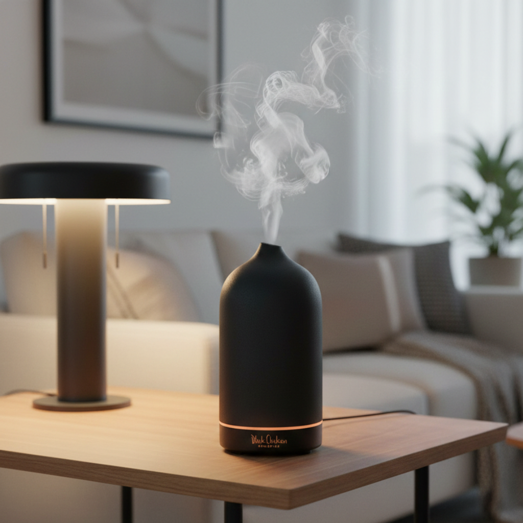 Difusor ultrasónico compacto Skypipe - niebla fría, autonomía de 3–7 horas, luz nocturna integrada