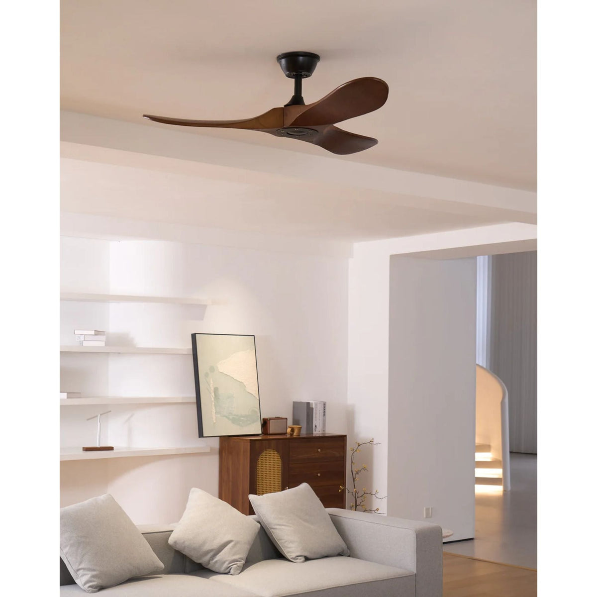 Ventilateur ultra-silencieux, 106cm/132cm — pales en noyer, 6 vitesses