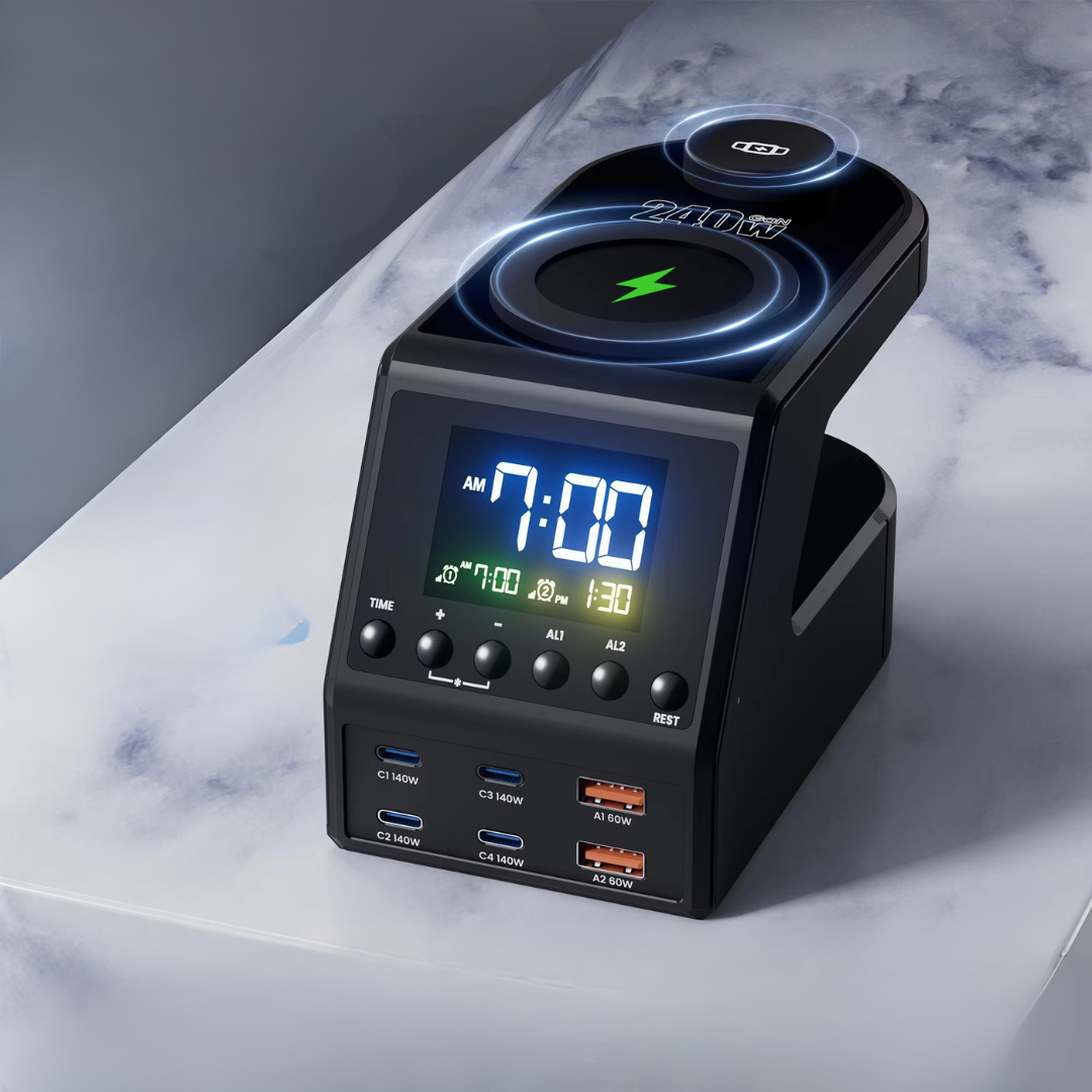 GaN-oplaadhub van 240 W - vier USB-C- en twee USB-A-uitgangen