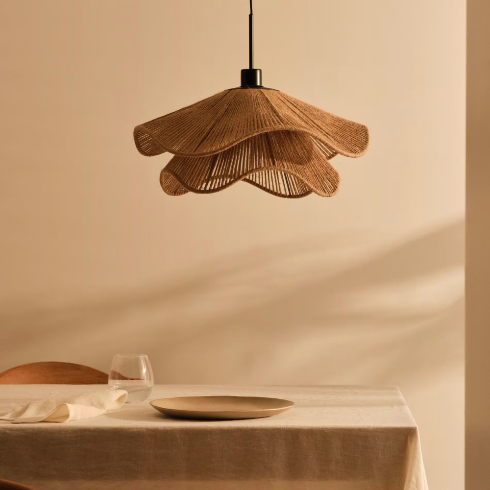 Tidecrest Natural Finish Jute Pendant Lamp — Warm Earthy Glow