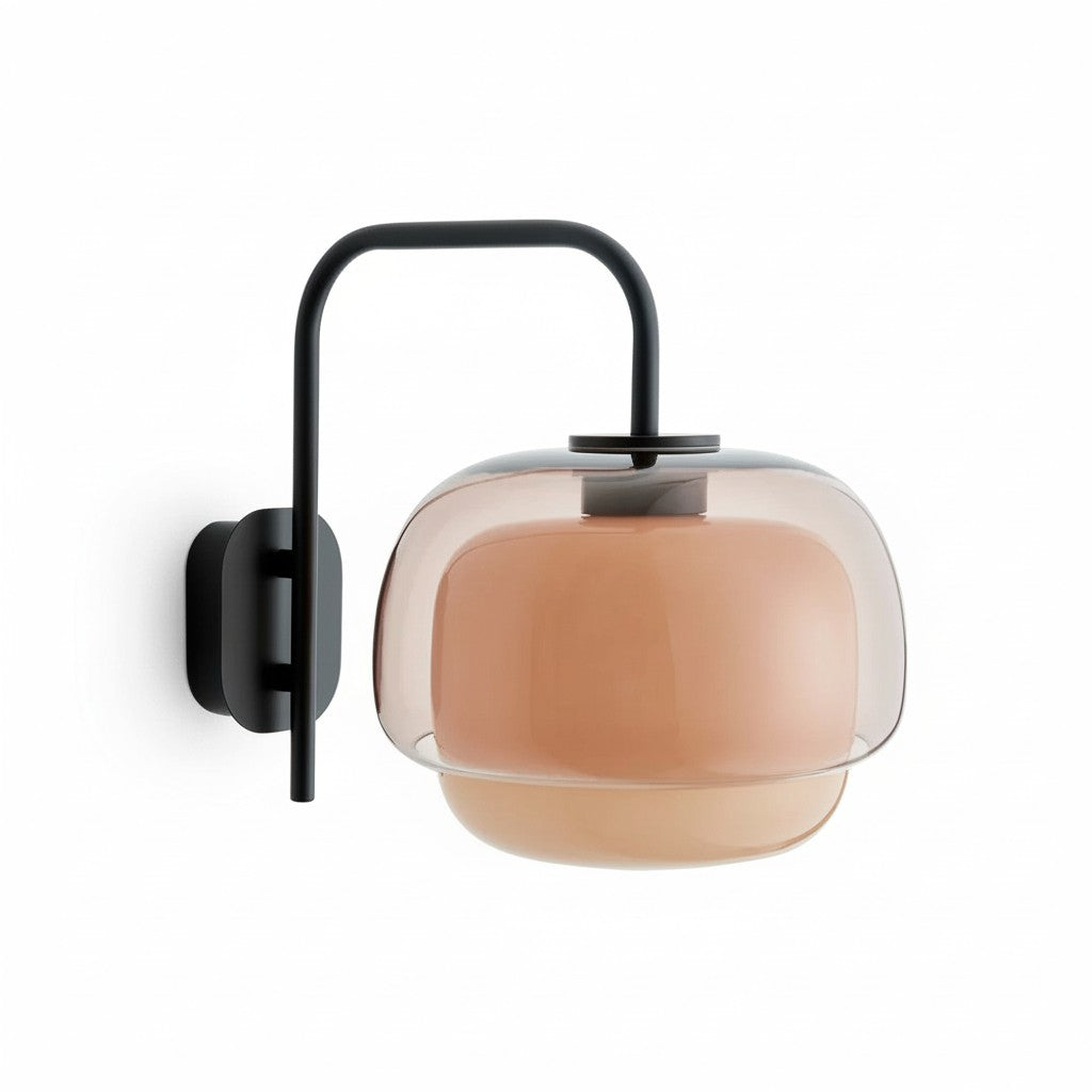 Colored Glass Wall Lamp — Round LED Shade, Green, Pink, Orange