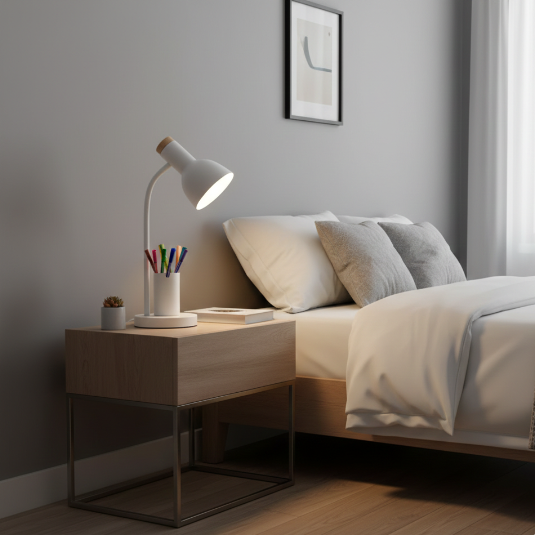 Nordic LED Desk Lamp — Built-In Pen Holder, Energy Efficient LEDs