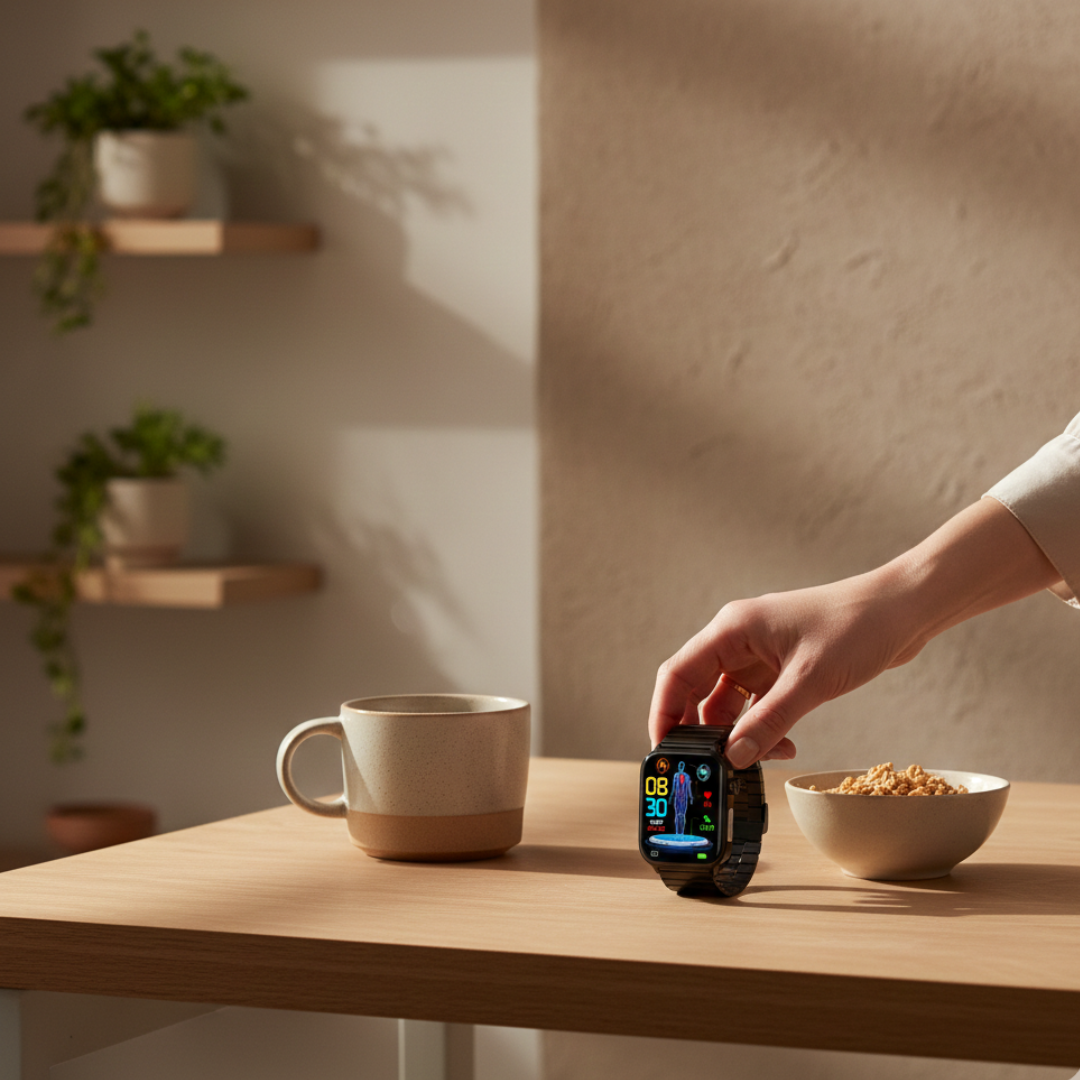 AMOLEDディスプレイ搭載防水スマートウォッチ、Bluetooth通話対応