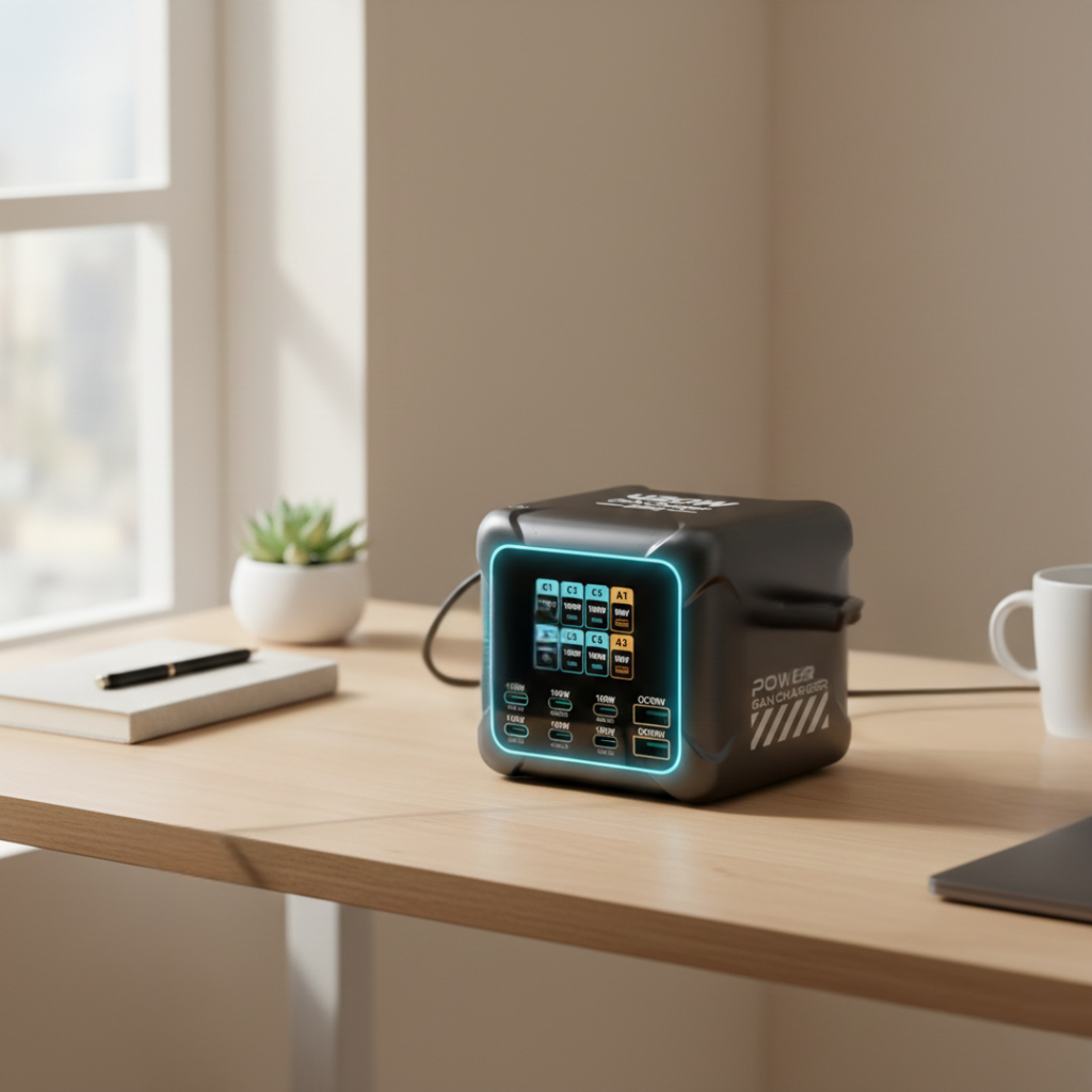 PowerHub 300 W GaN-lader - seks USB-porter, fire USB-C- og to USB-A-utganger