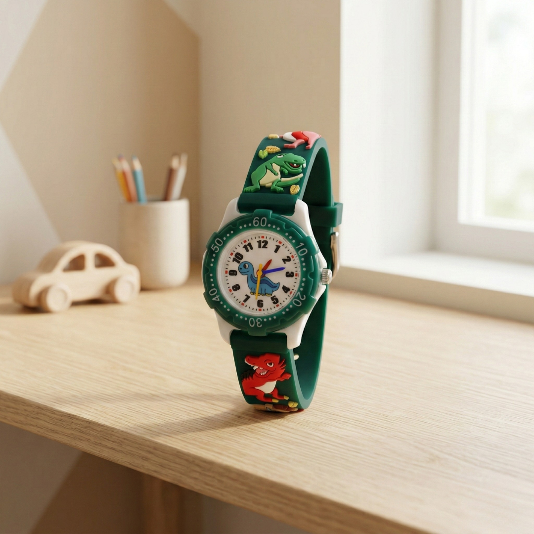 Reloj de pulsera de cuarzo con diseño de dinosaurio