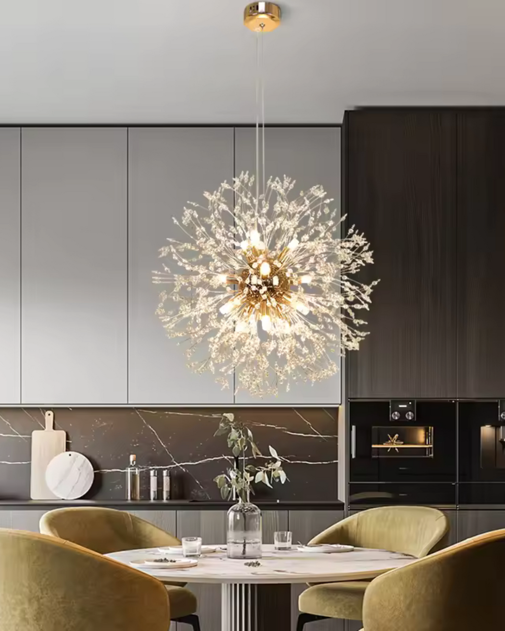 Stervormige kroonluchter - metalen takken in goud/zilver, 40-60 cm