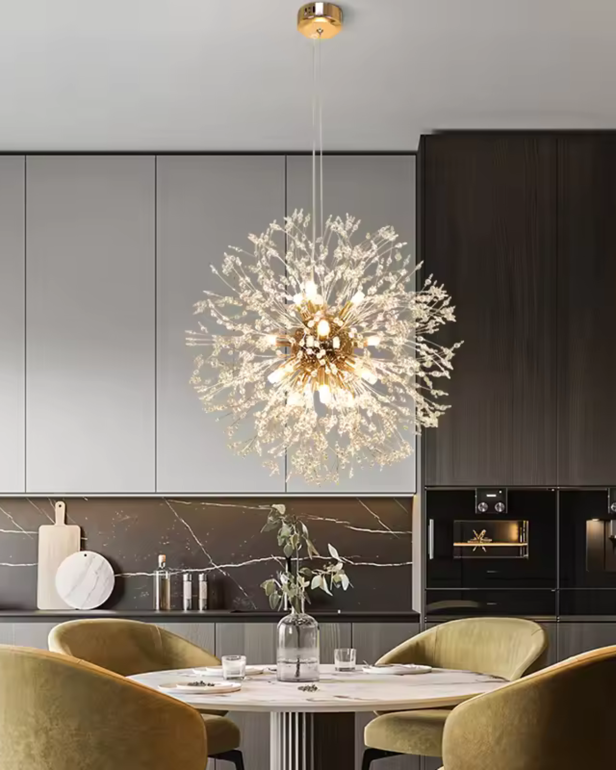 Stervormige kroonluchter - metalen takken in goud/zilver, 40-60 cm