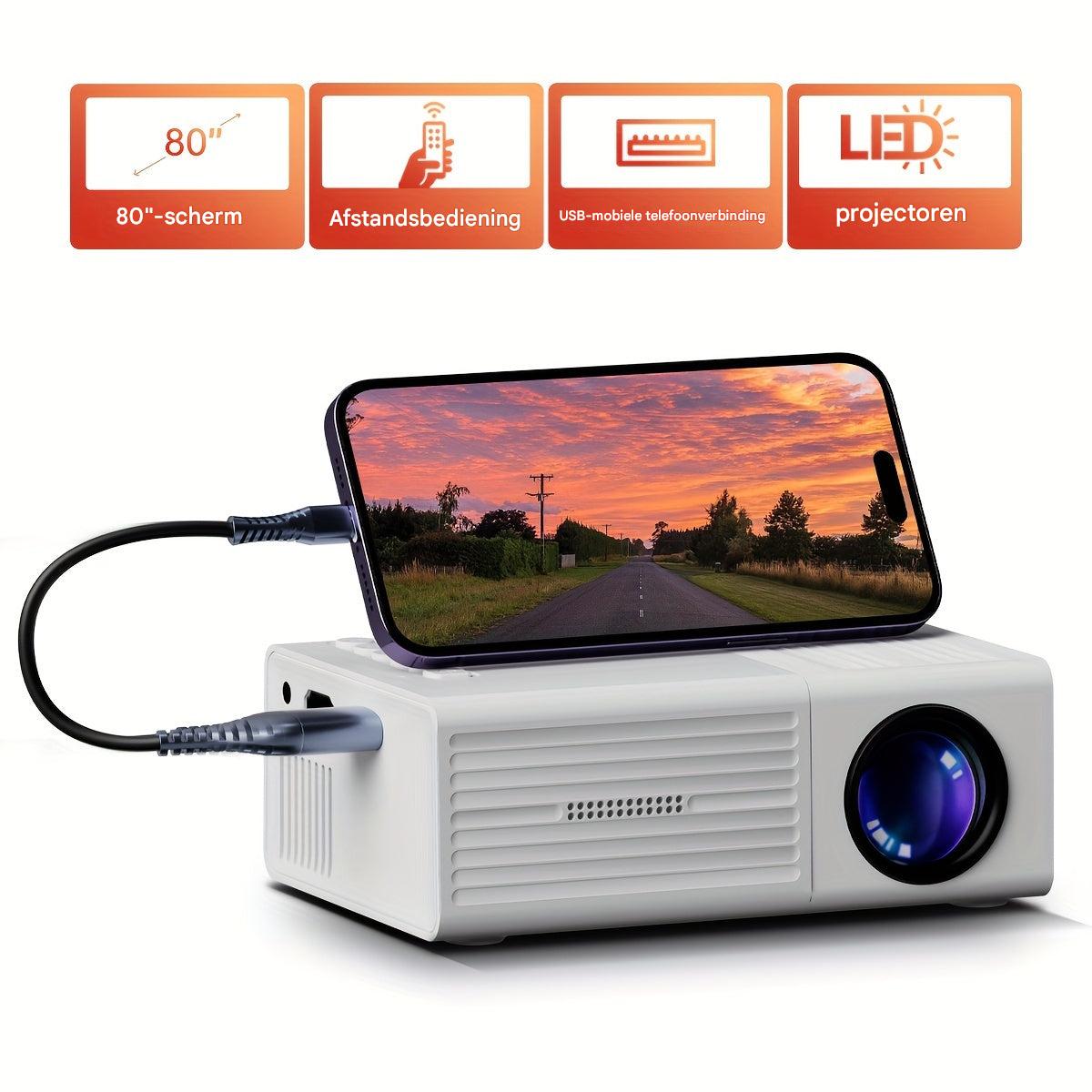 コンパクトミニLEDプロジェクター - 3000ルーメンHD、HDMI/USB/AV