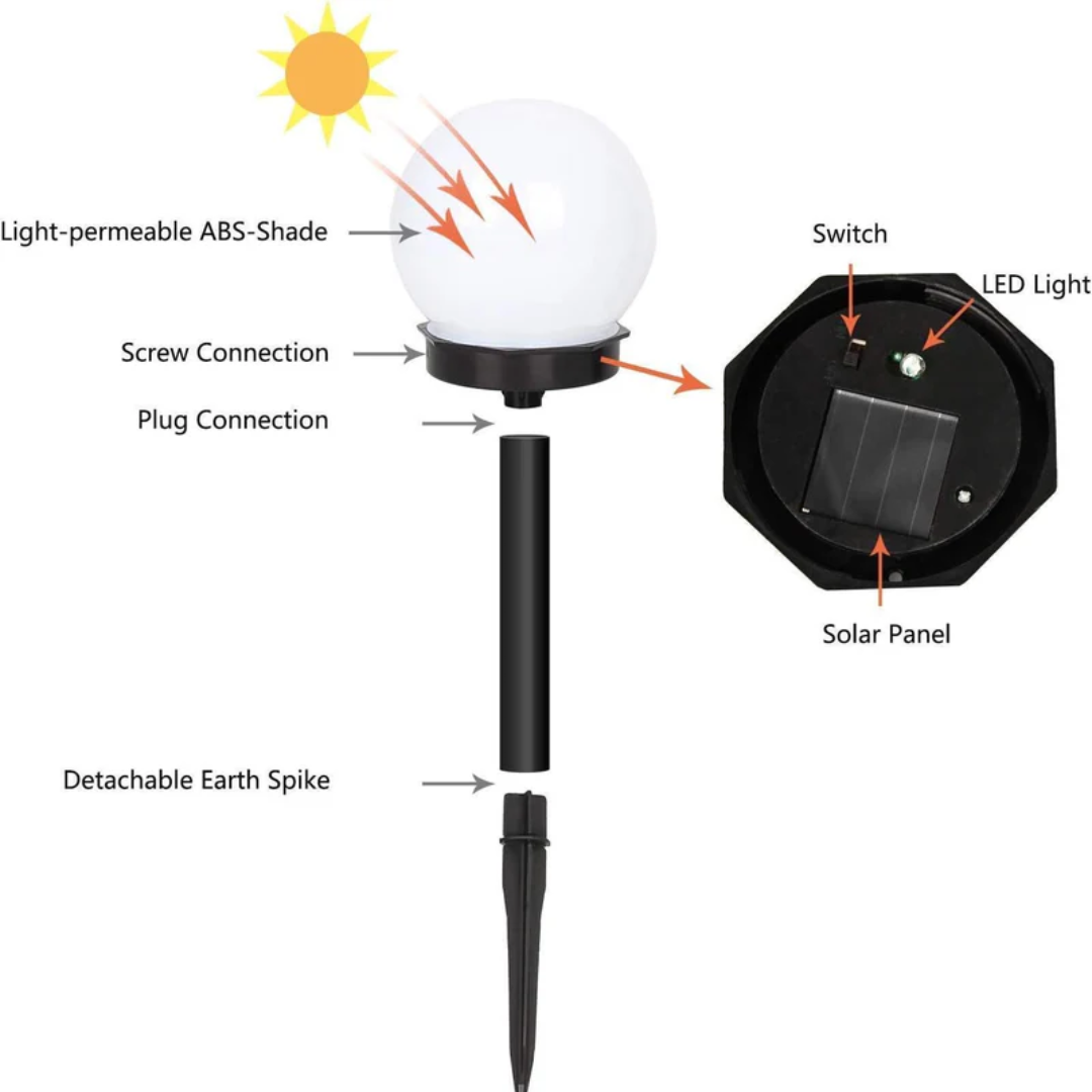Lămpi solare de grădină impermeabile, set sferic din 3 piese