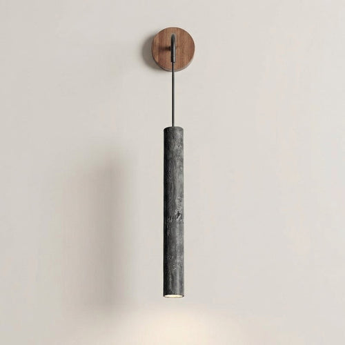 30cm væglampe i naturlig gul travertinsten — cylindrisk design