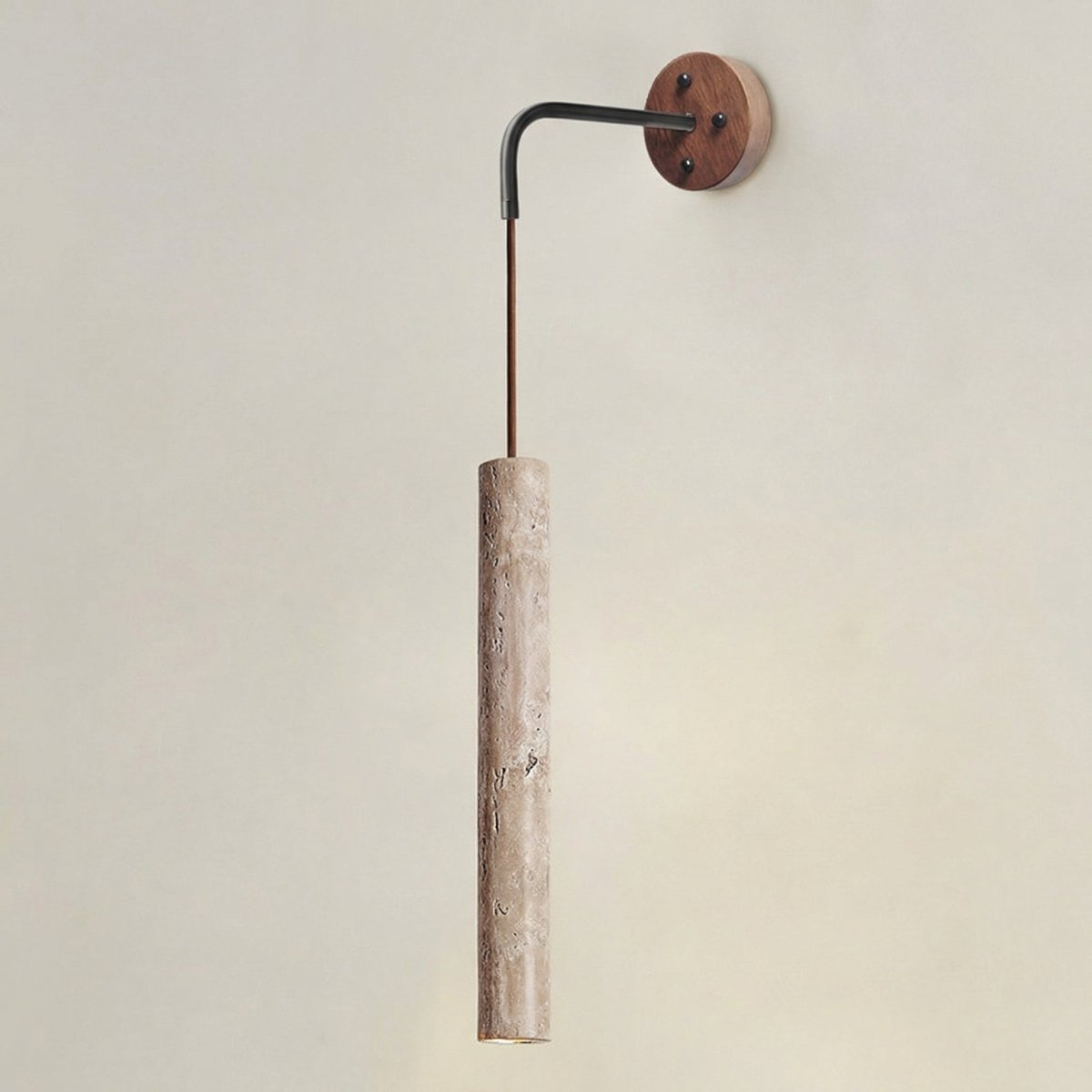 30cm væglampe i naturlig gul travertinsten — cylindrisk design
