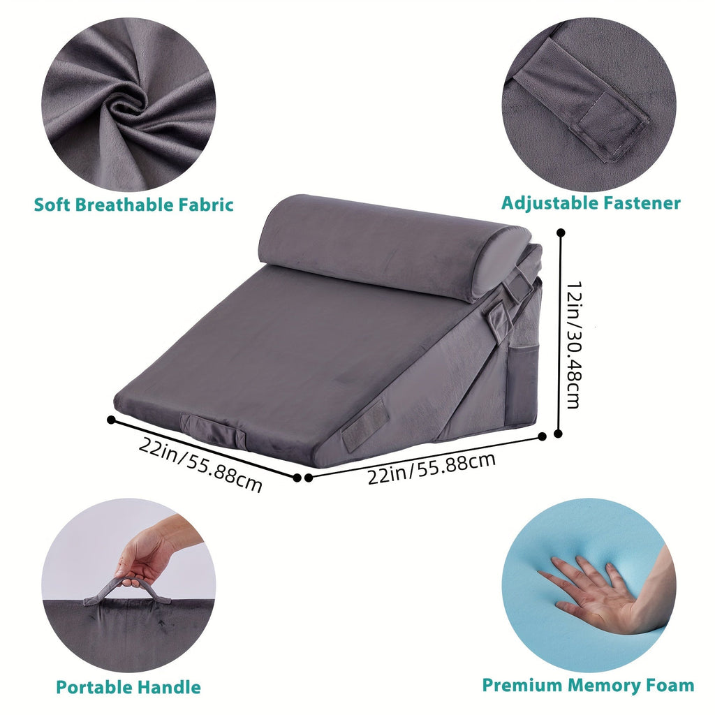 RelaxPlus 7-in-1 verstellbares orthopädisches Keilkissen aus Memory-Schaum