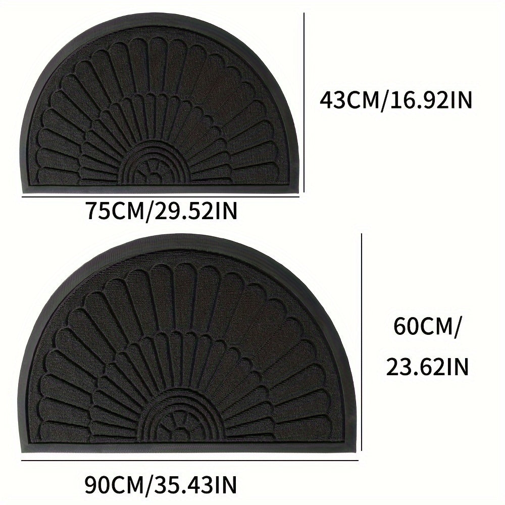 Halfronde rubberen mat — antislip, zwart/grijs/bruin, 43x75/60x90 cm