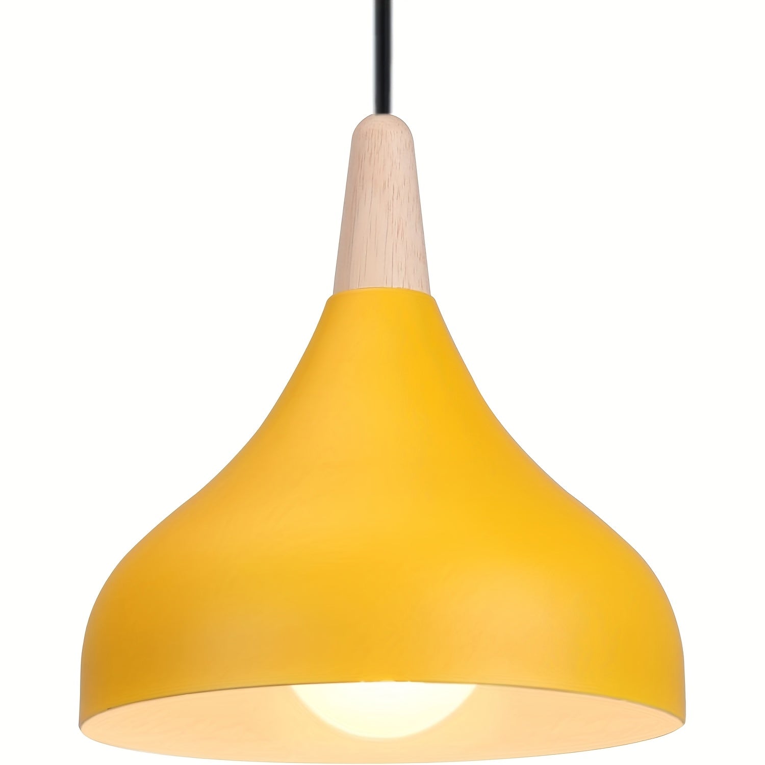 Modern Teardrop Pendant Light | Metal & Wood Hanging Lamp | Wildoxy