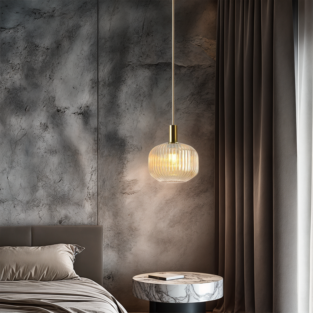 Rosalie Fluted Glass Pendant Lights — Warm Nordic Glow Design
