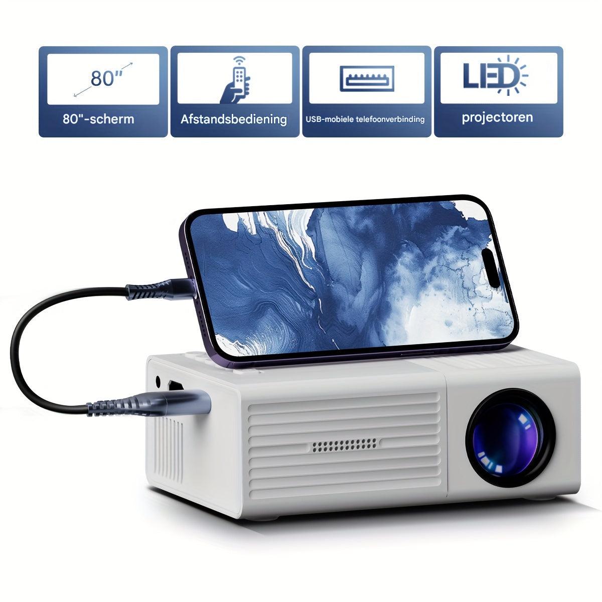 コンパクトミニLEDプロジェクター - 3000ルーメンHD、HDMI/USB/AV