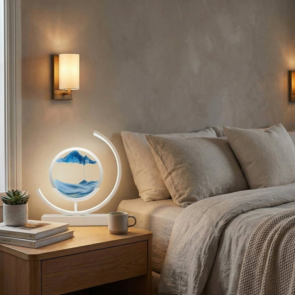 Lampe de table de 12 pouces - sable coloré en mouvement, design artistique 3D