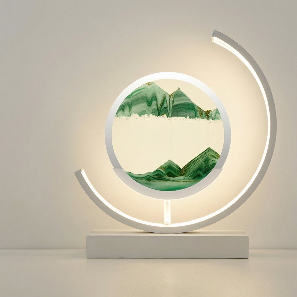 30 cm bordlampe — farverigt flydende sand, 3D-kunstdesign