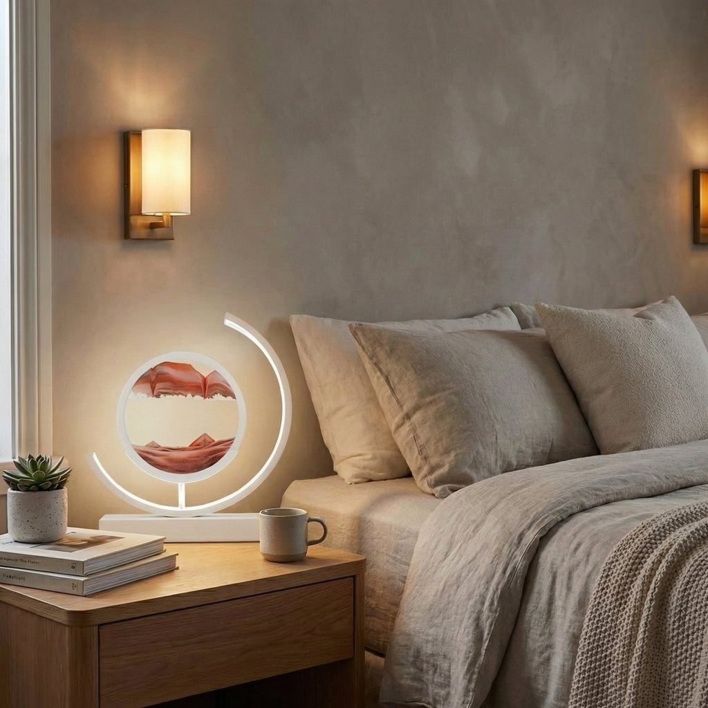 Lampe de table de 12 pouces - sable coloré en mouvement, design artistique 3D