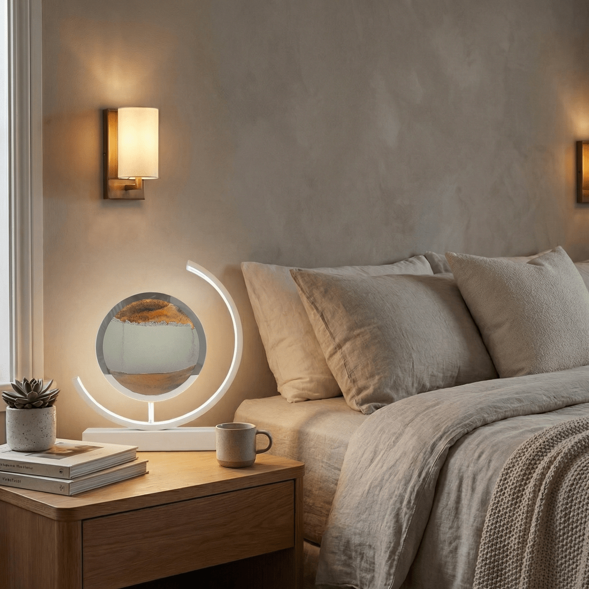 30 cm bordlampe — farverigt flydende sand, 3D-kunstdesign
