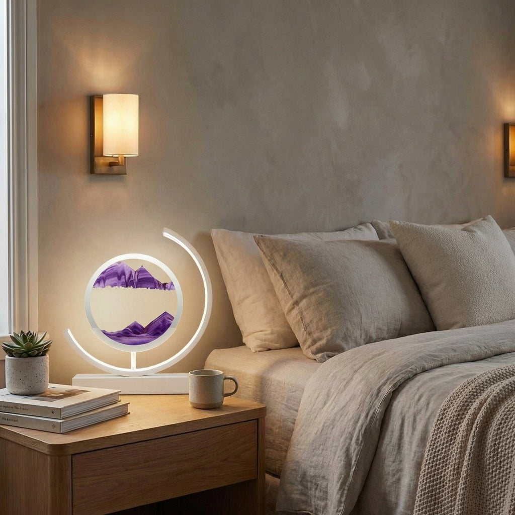 Lampe de table de 12 pouces - sable coloré en mouvement, design artistique 3D