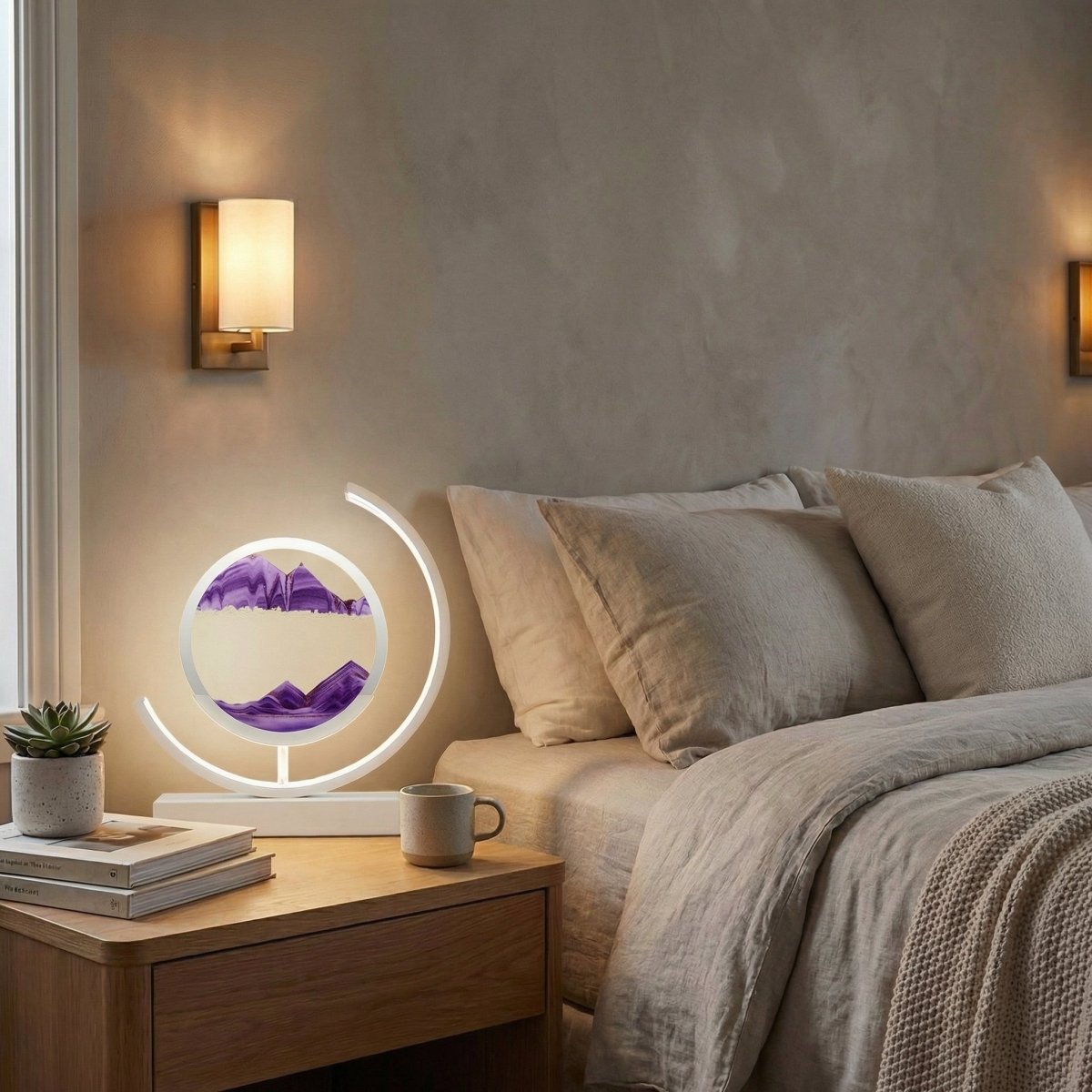 30 cm bordlampe — farverigt flydende sand, 3D-kunstdesign