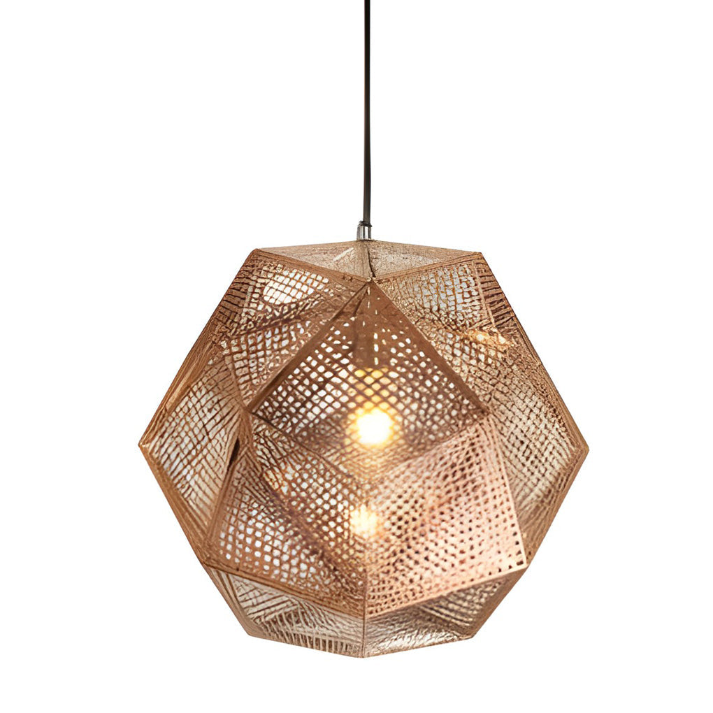 LichtDesign Geometric Round Pendant Lamp — 40 cm Diameter, Durable Black Metal
