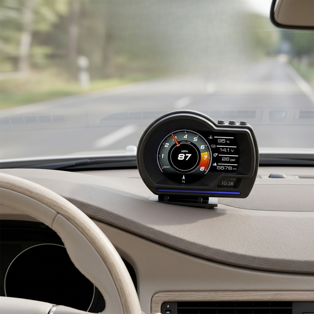 Pantalla de visualización frontal OBD2 — Velocímetro digital HD y alarma de RPM del turbo