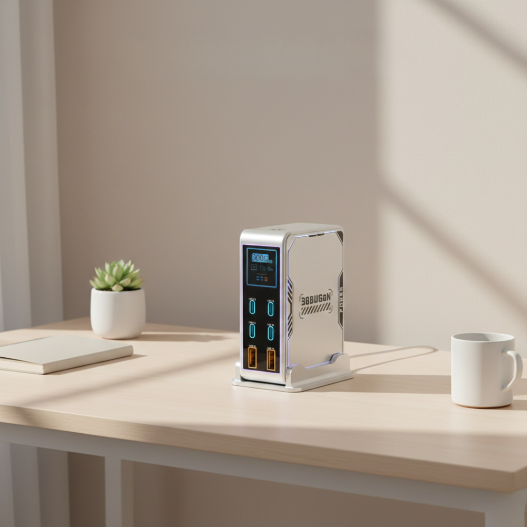 PowerHub 300 W GaN-lader - seks USB-porter, fire USB-C- og to USB-A-utganger