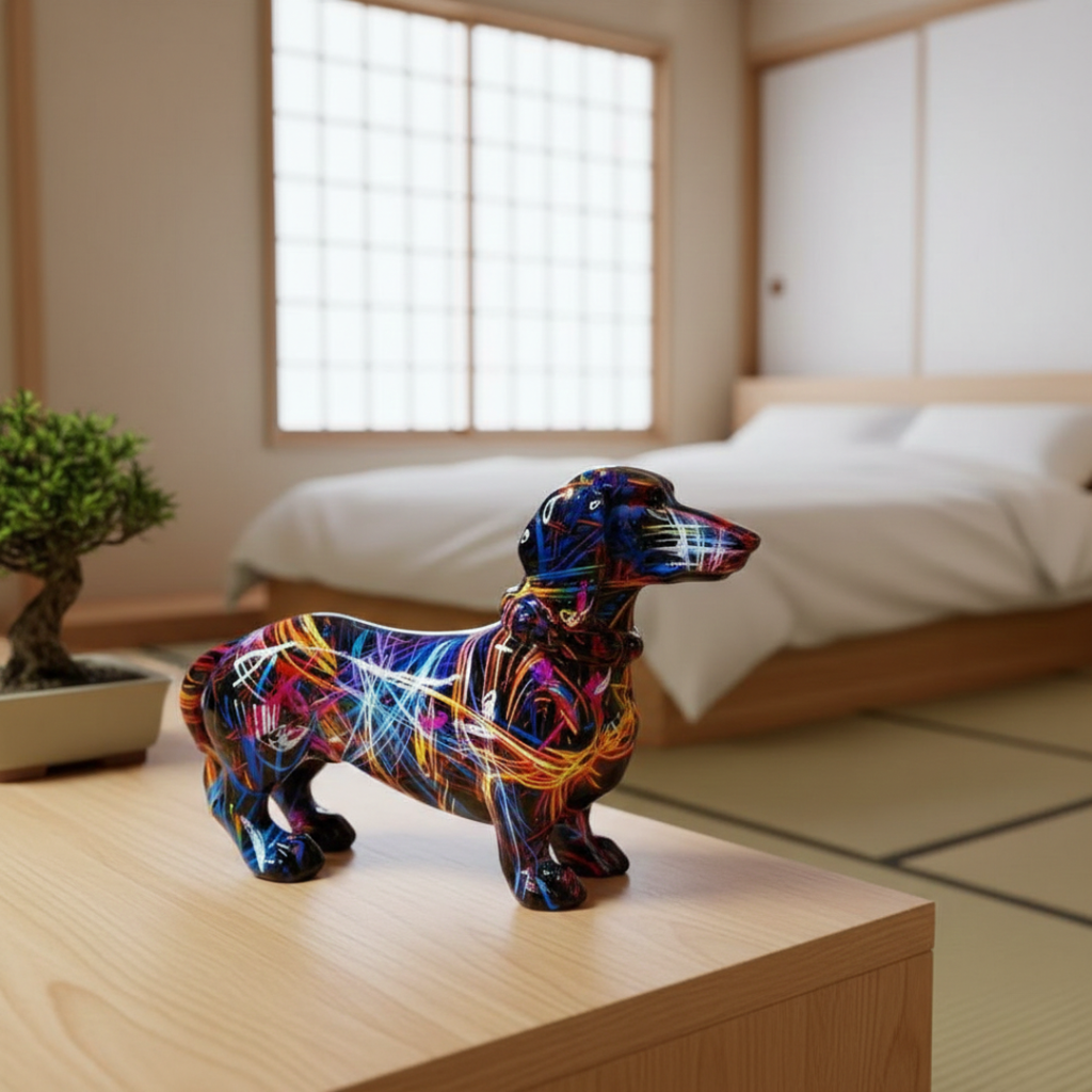 Φαντασμαγορικό ειδώλιο dachshund — ζωντανές λεπτομέρειες, ζωηρή χρωματική παλέτα