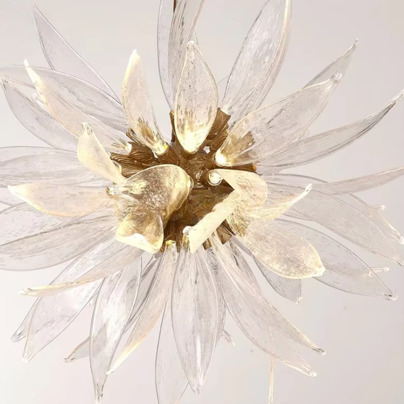 Liora Bloom Sunflower Glass Chandelier — Copper Frame, Integrated LED Lighting