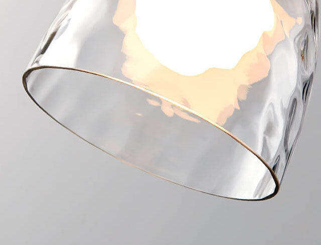 E26-Pendelleuchte – Transparenter Glasschirm mit Holz, Retro