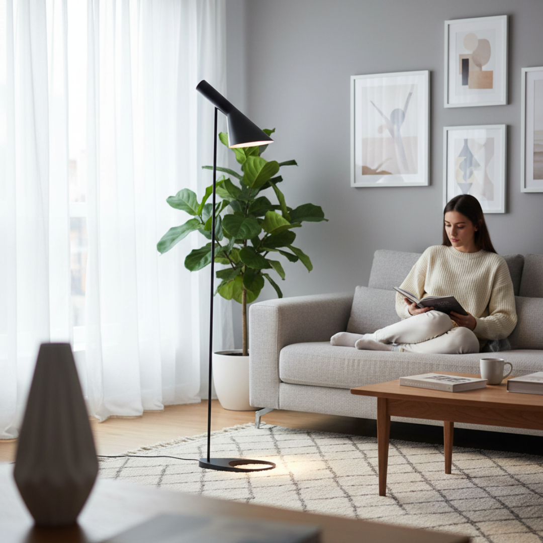 Nordic Minimalist LED Floor Lamp — Anti-Glare Illumination, Streamlined Silhouette