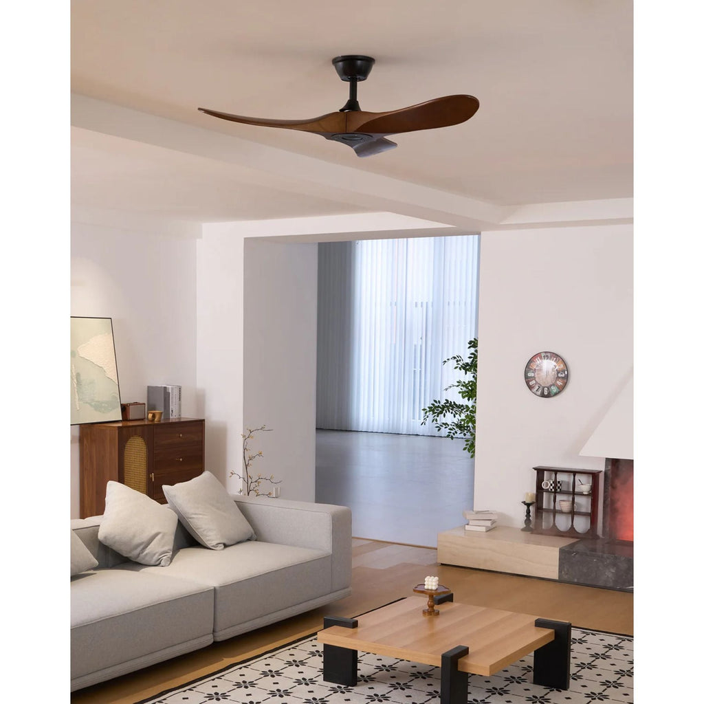 Ventilateur ultra-silencieux, 106cm/132cm — pales en noyer, 6 vitesses