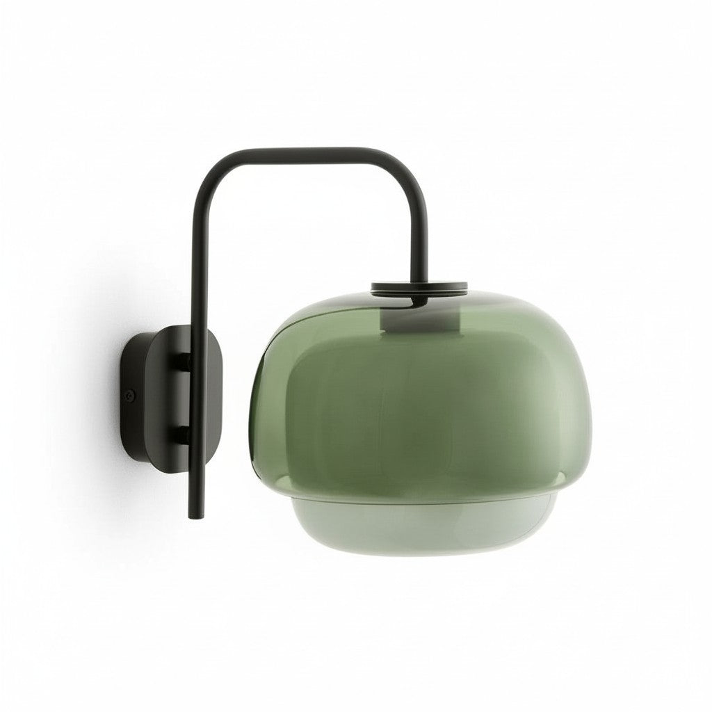 Colored Glass Wall Lamp — Round LED Shade, Green, Pink, Orange