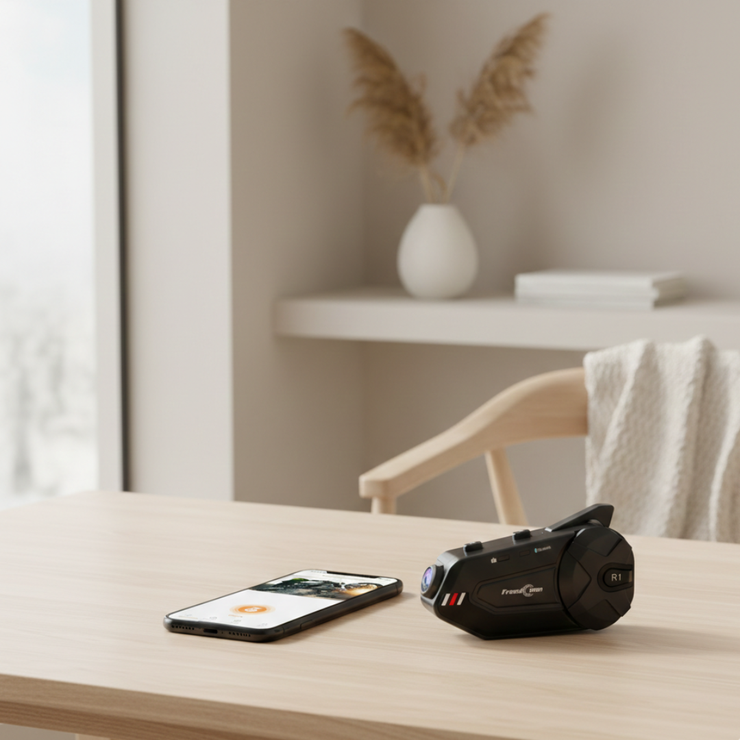 אוזניית אינטרקום Bluetooth לאופנוע - מצלמת 1080P וקישוריות WiFi