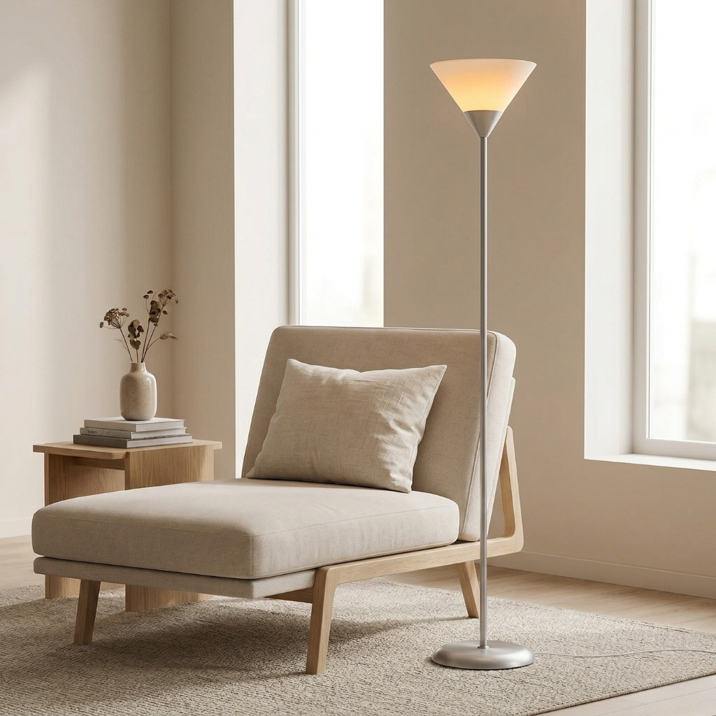 Contemporary 60-Inch LED Floor Lamp Adjustable Brightness Black and White Finish
