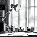 Contemporary Black Swing-Arm Table Lamp — Adjustable Lighting