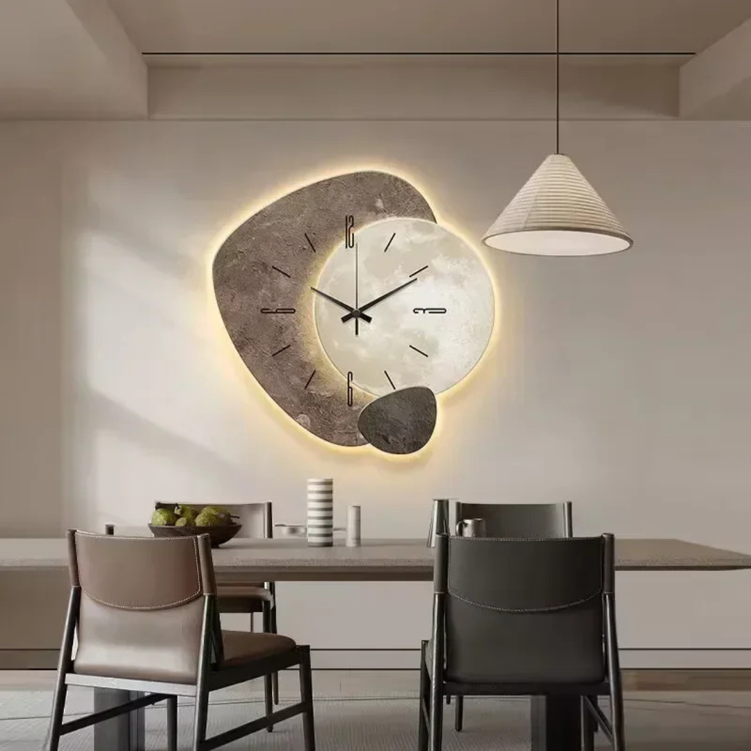 Ceas de perete din lemn — iluminare de fundal LED, mecanism silențios