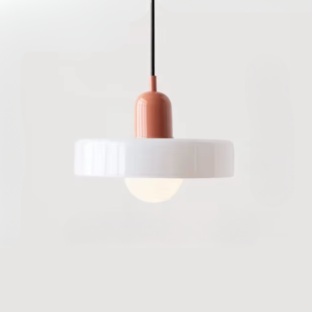 Lámpara colgante de vidrio – Pantalla Bauhaus de doble color
