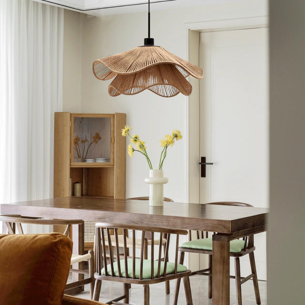Tidecrest Natural Finish Jute Pendant Lamp — Warm Earthy Glow