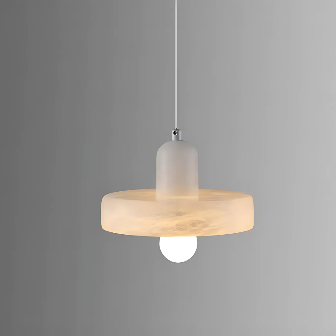 Vespera Marble Pendant Lamp — Hand Knitted Detailing, E14 Socket, Single LED Light