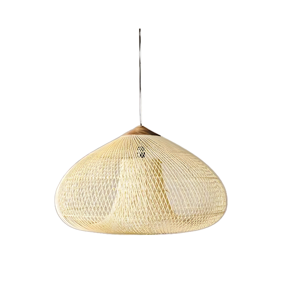 Lampă suspendată din ratan, lucrată manual - decor Japandi boho