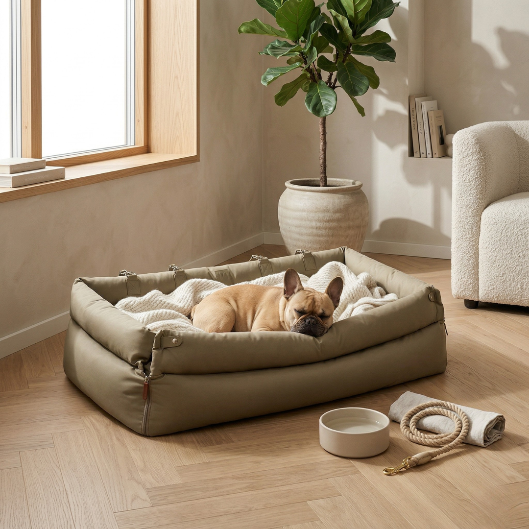 Asiento elevador premium para perros de piel sintética - acolchado grueso y protección del vehículo