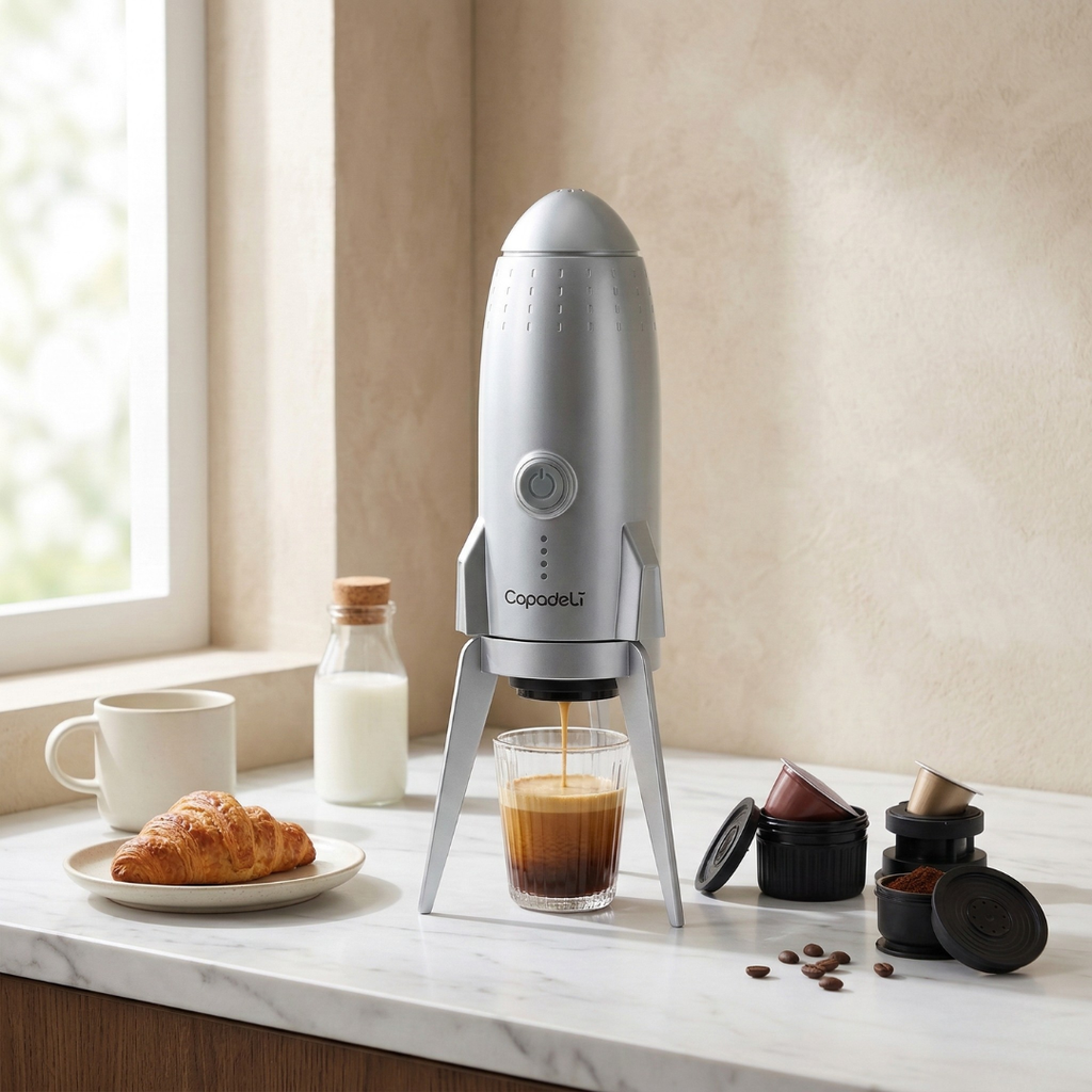 Cafetera espresso compacta con autocalentamiento — Compatible con café molido y cápsulas